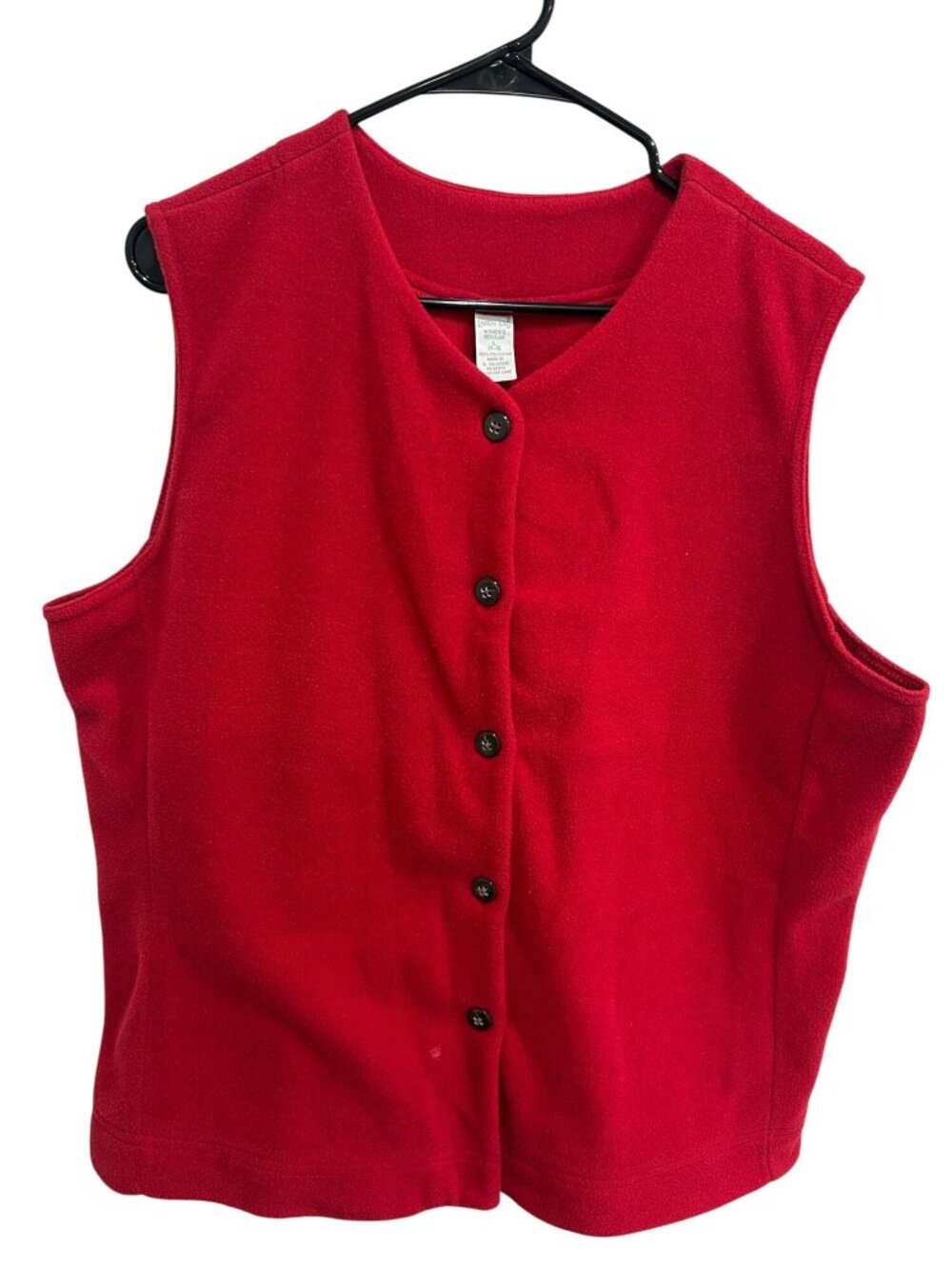 Lands End Large Red Sleeveless Button Front Fleece Vest Cozy Gorpcore Vintage